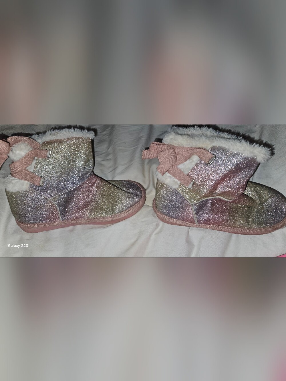 Girls' Glitter Faux-Fur Ankle Boots - Pink Multi Sparkle